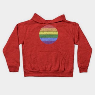 Vintage LGBT flag pride distressed black Rainbow wood Kids Hoodie